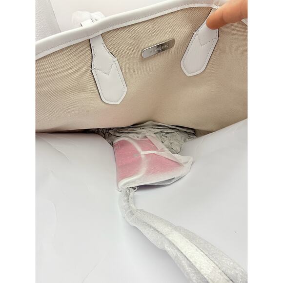 RETAIL $498 Michael Kors Pink Eva Large Signature Logo Stripe Tote Bag*NWT - Picture 12 of 13